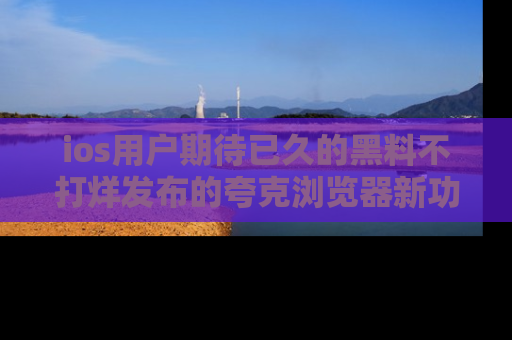 ios用户期待已久的黑料不打烊发布的夸克浏览器新功能上线啦！