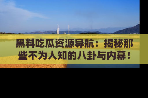 黑料吃瓜资源导航：揭秘那些不为人知的八卦与内幕！