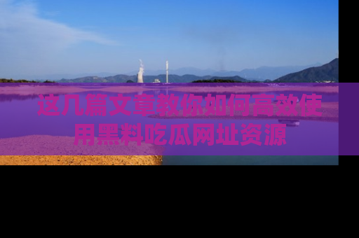 这几篇文章教你如何高效使用黑料吃瓜网址资源